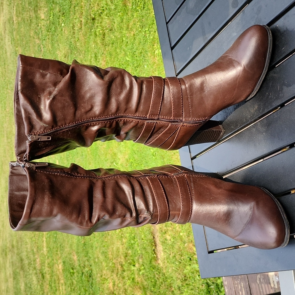 Maurices brown boots with 3inch heel 10W mid-calf